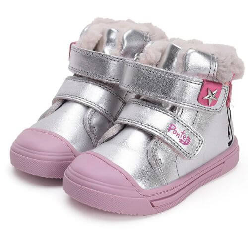 Ghete copii fete supinate din piele imblanite Ponte 20, Argintiu - DA07-4-2232B [2]