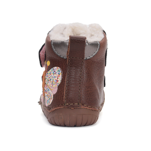 Ghete copii fete Barefoot din piele imblanite DD Step, Maro - W070-42522A [5]