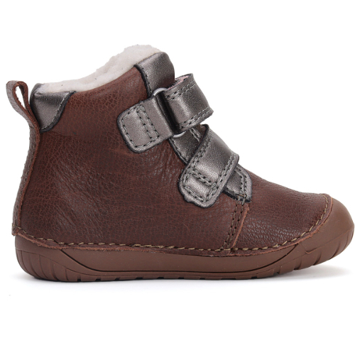 Ghete copii fete Barefoot din piele imblanite DD Step, Maro - W070-42522A [7]