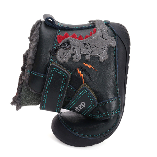 Ghete copii baieti Barefoot din piele imblanite DD Step, Verde - W070-42838A [3]