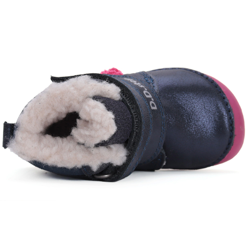 Ghete copii fete Barefoot din piele imblanite DD Step, Albastru - W070-42110A [6]