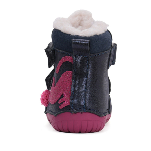 Ghete copii fete Barefoot din piele imblanite DD Step, Albastru - W070-42110A [7]