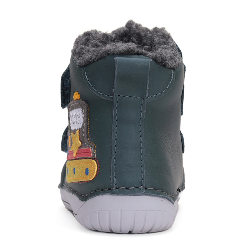 Ghete copii baieti Barefoot din piele imblanite DD Step, Verde - W070-42154 [4]