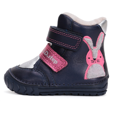 Ghete copii fete din piele imblanite DD Step, Albastru - W029-42392 [2]