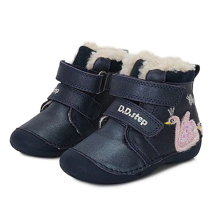 Ghete copii fete din piele imblanite DD Step, Albastru - W015-341A [2]