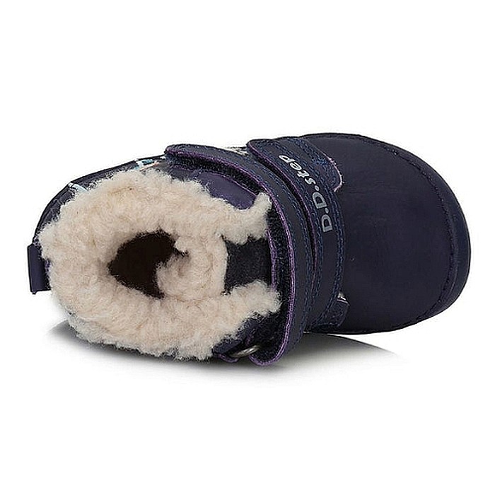 Ghete copii fete din piele imblanite DD Step, Albastru - W070-337B [4]