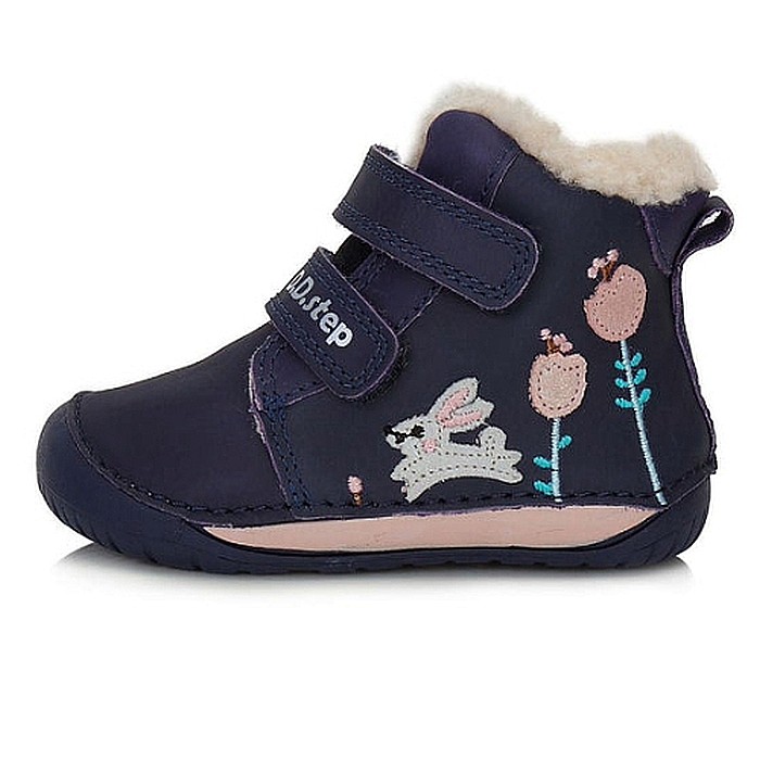 Ghete copii fete din piele imblanite DD Step, Albastru - W070-337B [2]