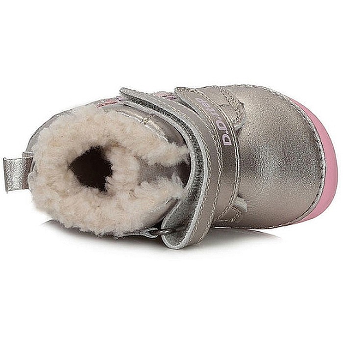 Ghete copii fete îmblănite din piele DD Step, Argintiu - W070- 337C [4]