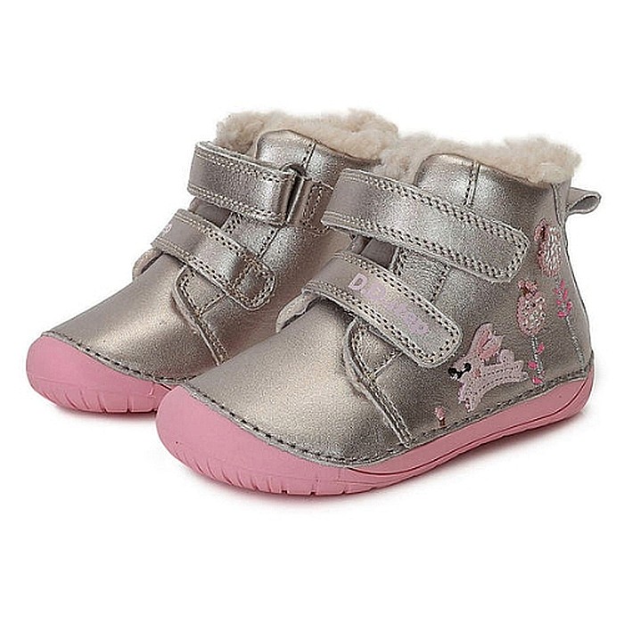 Ghete copii fete îmblănite din piele DD Step, Argintiu - W070- 337C [2]