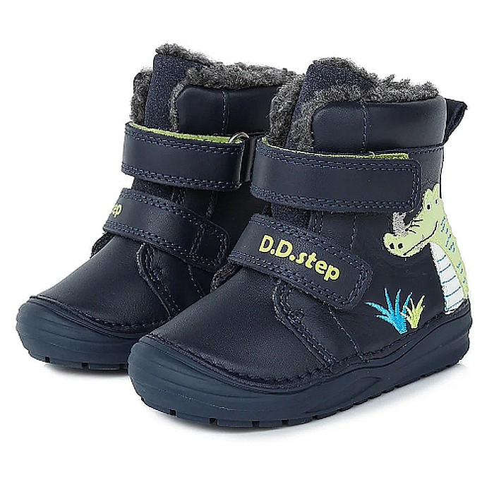 Ghete copii baieti din piele imblanite DD Step, Albastru - W071-318 [2]