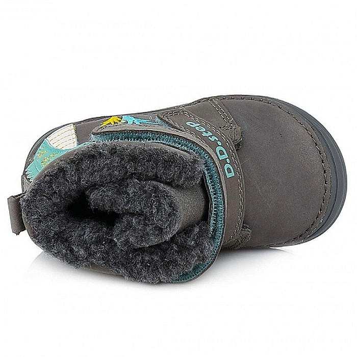 Ghete copii baieti din piele imblanite DD Step, Gri - W071-318B [5]