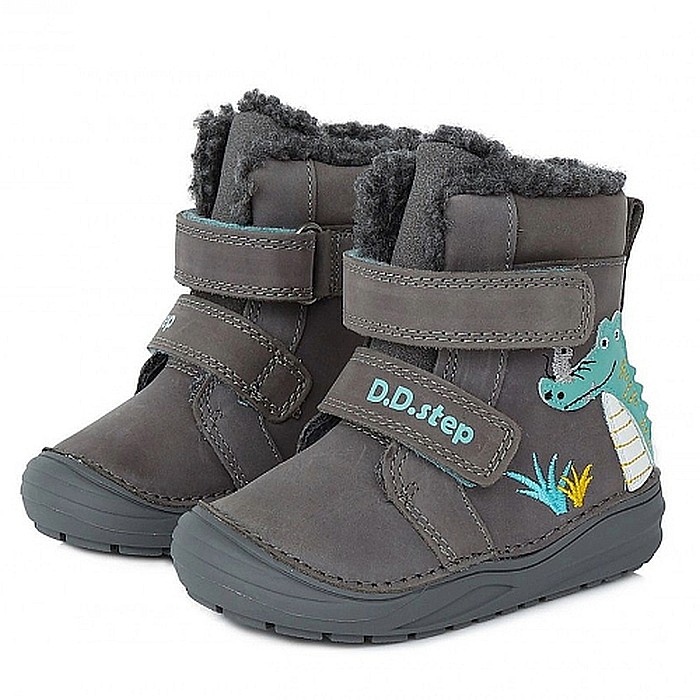 Ghete copii baieti din piele imblanite DD Step, Gri - W071-318B [2]