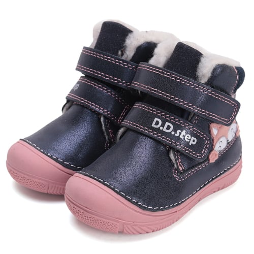Ghete copii fete din piele imblanite DD Step, Albastru - W082-42774 [2]