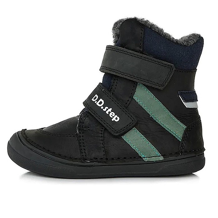 Ghete copii baieti din piele imblanite DD Step, Negru - W078-382 [2]