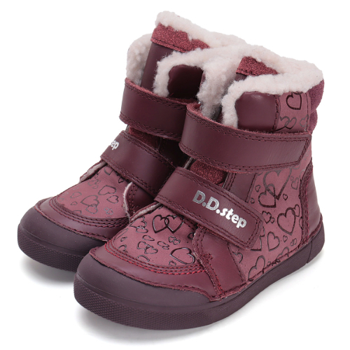 Ghete copii fete din piele imblanite DD Step, Roz - W068-42589 [2]