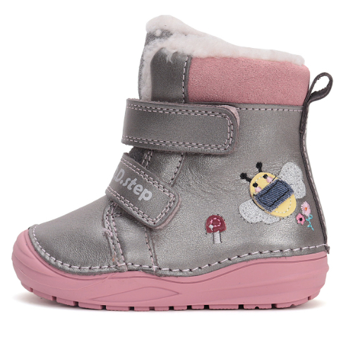 Ghete copii fete din piele imblanite DD Step, Argintiu - W071-42233A [2]