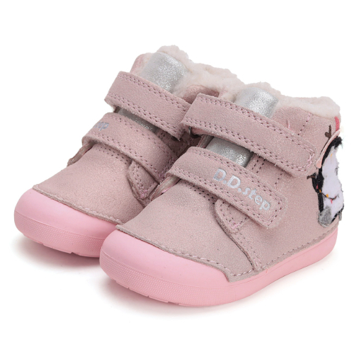 Ghete copii fete din piele imblanite DD Step, Roz - W066-42268A [2]