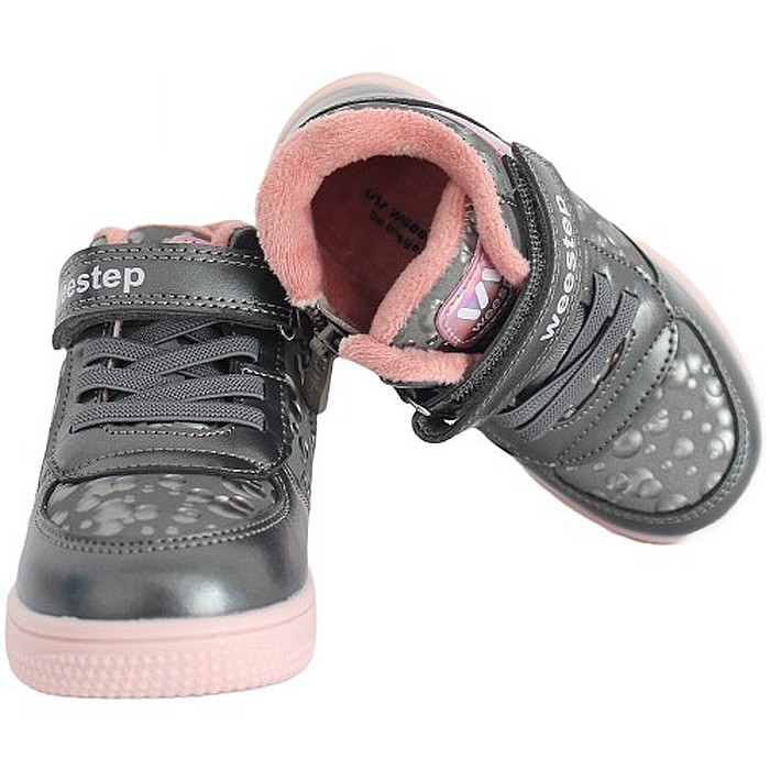 Ghete copii fete din piele imblanite WeeStep, Argintiu - R906765208  TH [5]