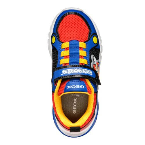 Pantofi copii baieti din material sintetic si textil Geox cu LED, personaj Mario, Albastru - J55LBF_01454_C0833 [10]