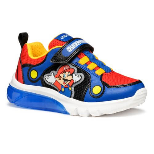 Pantofi copii baieti din material sintetic si textil Geox cu LED, personaj Mario, Albastru - J55LBF_01454_C0833 [3]