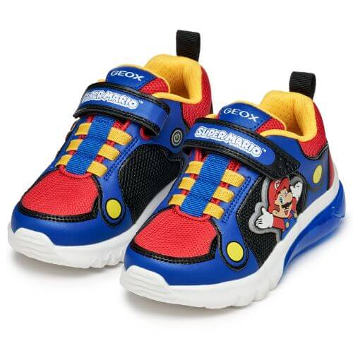 Pantofi copii baieti din material sintetic si textil Geox cu LED, personaj Mario, Albastru - J55LBF_01454_C0833 [9]