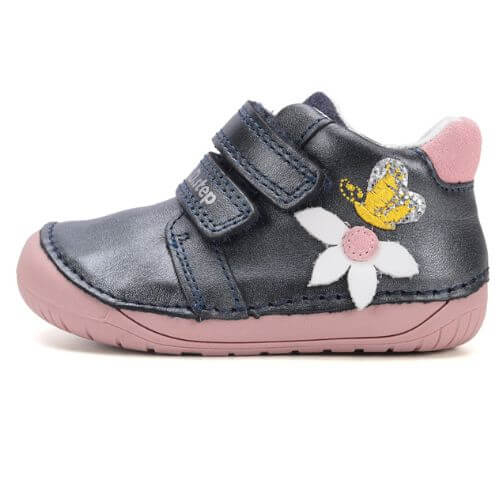 Pantofi copii fete din piele DD Step Barefoot, Albastru - S070-52656A [2]