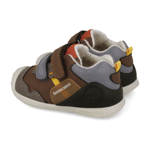 Pantofi băieți din piele îmblăniți Biomecanics, Maro - 261123-C903FB [4]