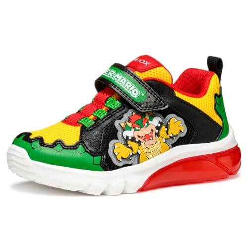 Pantofi copii baieti din material sintetic si textil Geox cu LED, personaj Bowser Mario, Verde - J55LBE_01454_C3221 [5]