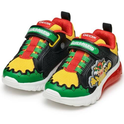 Pantofi copii baieti din material sintetic si textil Geox cu LED, personaj Bowser Mario, Verde - J55LBE_01454_C3221 [6]