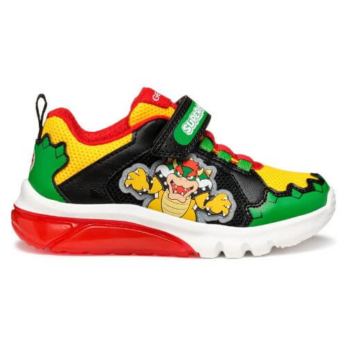 Pantofi copii baieti din material sintetic si textil Geox cu LED, personaj Bowser Mario, Verde - J55LBE_01454_C3221 [3]