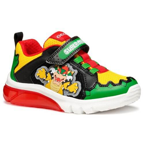 Pantofi copii baieti din material sintetic si textil Geox cu LED, personaj Bowser Mario, Verde - J55LBE_01454_C3221 [4]