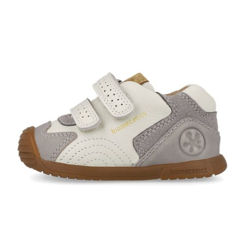 Pantofi copii din piele Biomecanics, Alb cu Gri - 261126-B695 [4]