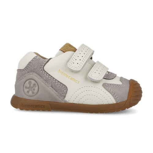 Pantofi copii din piele Biomecanics, Alb cu Gri - 261126-B695 [3]