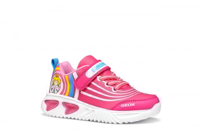 Pantofi copii fete din material sintetic si textil Geox cu LED, personaj Peach, Roz - J55E9C_02ABC_C8002 [3]