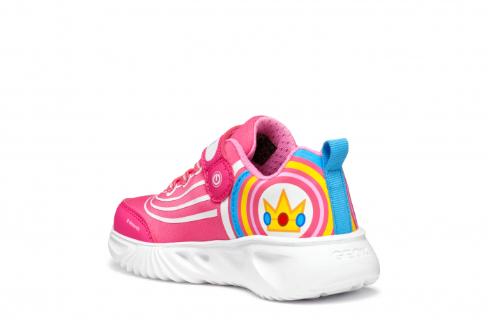 Pantofi copii fete din material sintetic si textil Geox cu LED, personaj Peach, Roz - J55E9C_02ABC_C8002 [5]