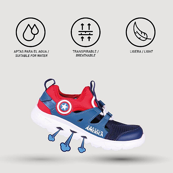 Pantofi copii baieti Captain America din textil Cerda, Albastru - 2300004705 [6]