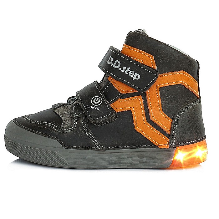 Pantofi copii baieti cu LED din piele DD Step, Negru - A068-577B [2]
