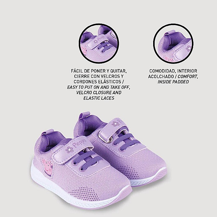 Pantofi copii fete Peppa Pig din textil Cerda, Mov - 2300004837 [5]
