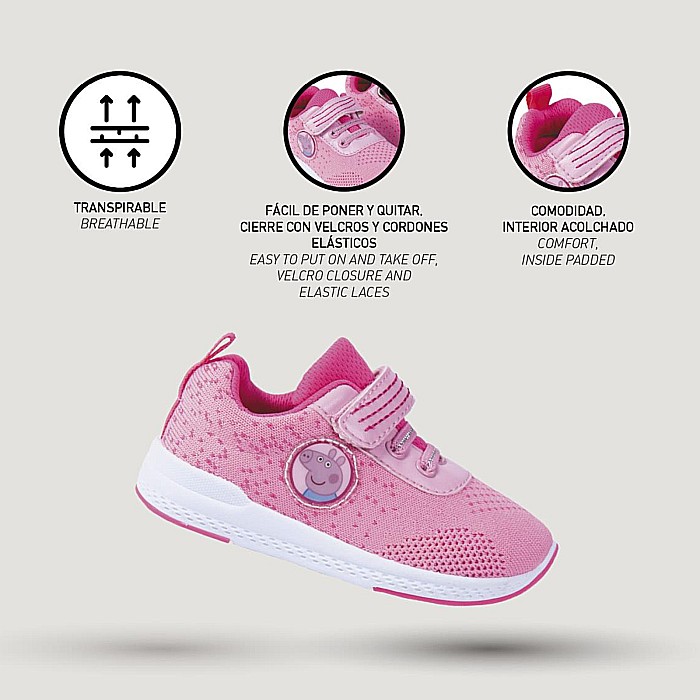 Pantofi copii fete Peppa Pig din textil Cerda, Roz - 2300004939 [6]