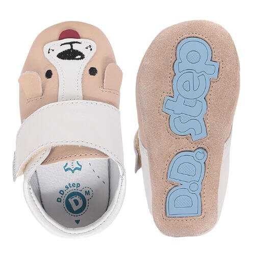 Pantofiori de interior copii baieti din piele DD Step, Crem - K1596-61565 [6]