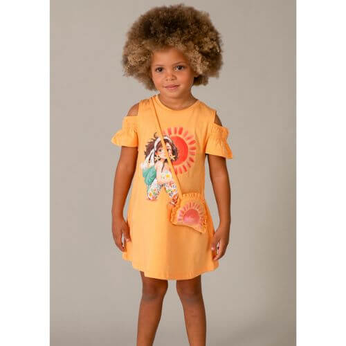 Rochie din bumbac si gentuta pentru fete Mayoral, Pumpkin - 3941-10 [5]