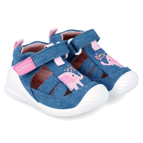 Sandale copii fete din canvas Biomecanics, Albastru - 242183-C [2]