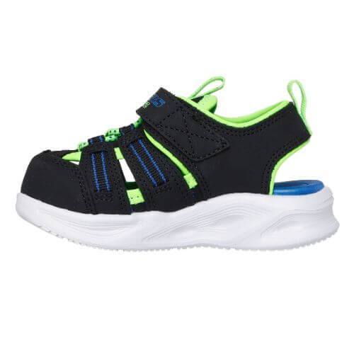 Sandale copii baieti cu LED din textil Skechers, Negru - 407033-BKLM [3]