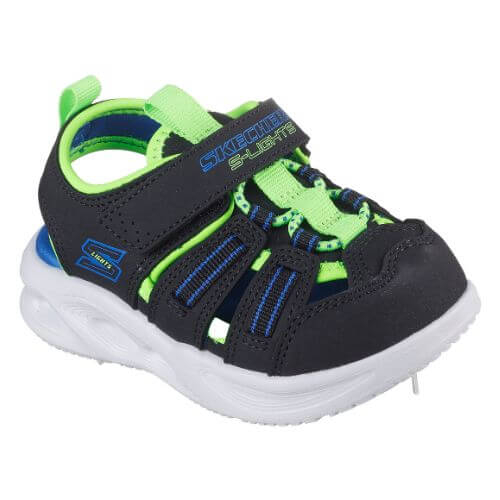 Sandale copii baieti cu LED din textil Skechers, Negru - 407033-BKLM [1]