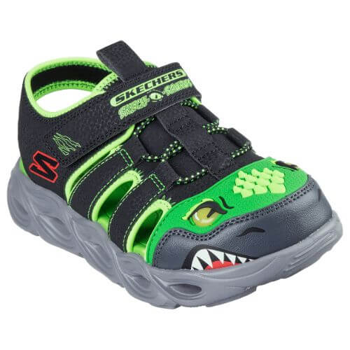 Sandale copii baieti cu LED din textil Skechers, Verde - 400613-BKLM [2]