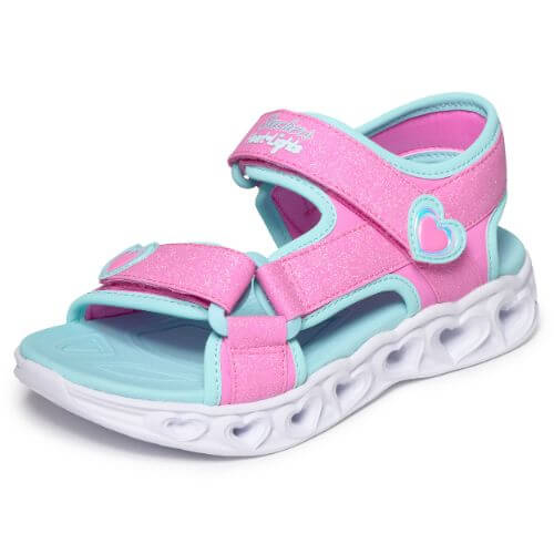 Sandale copii fete cu LED din material sintetic Skechers, Roz - 303114-PKTQ [3]