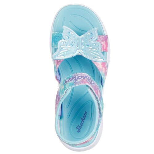 Sandale copii fete cu LED din textil Skechers, Albastru - 303109 [4]