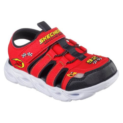 Sandale copii baieti cu LED din textil Skechers, Rosu - 400613 [1]