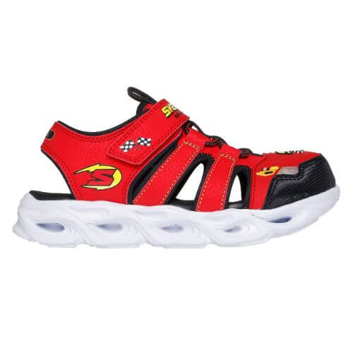 Sandale copii baieti cu LED din textil Skechers, Rosu - 400613 [2]