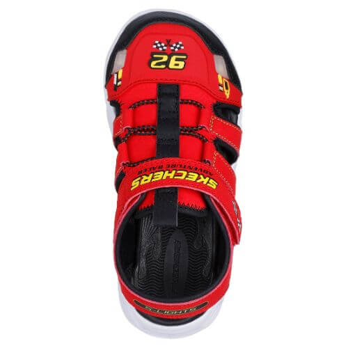 Sandale copii baieti cu LED din textil Skechers, Rosu - 400613 [4]